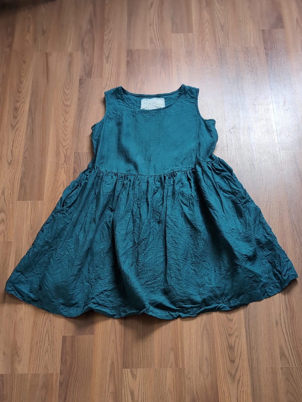 Notperfectlinen Emerald Green Smock Dress
